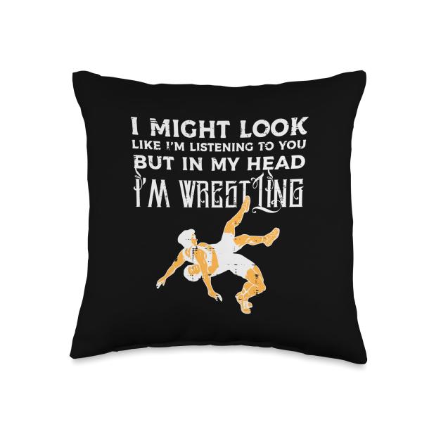 Might Look Interested But in My Head Wrestling Men Women Kid Throw Pillow