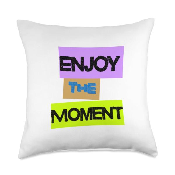 ENJOY THE MOMENT - Neon Design Throw Pillow