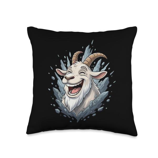 Funny Laughing Goat Cartoon Goat Meme Character Throw Pillow
