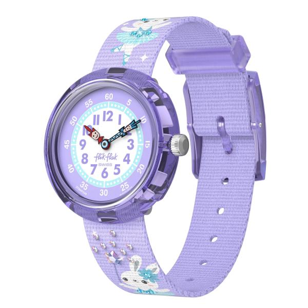 Flik Flak Girl Kids Watch Casual Purple Bio-sourced Quartz Waterproof Shining Tutu