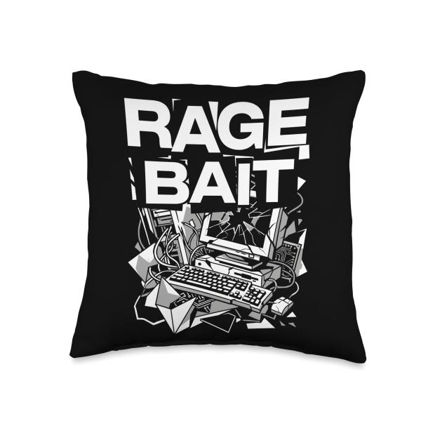 Retro I Love Rage Baiting Funny Internet Troll Throw Pillow