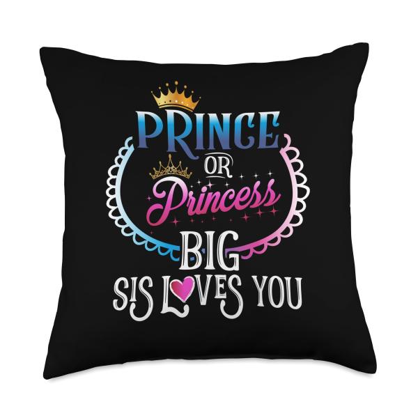 Prince Or Princess Gender Reveal Baby Party Announcement Throw Pillow