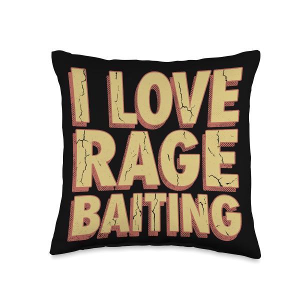 Retro I Love Rage Baiting Funny Internet Troll Throw Pillow