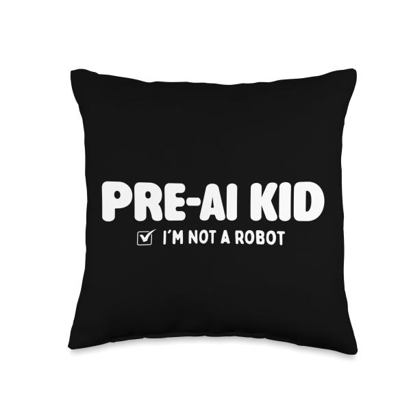 Pre-AI Kid - Y2K Nostalgia Throwback Gen Z Throw Pillow