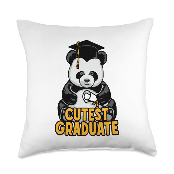 Cutest Graduate Senior Graduation Funny Happy Panda Grad Throw Pillow