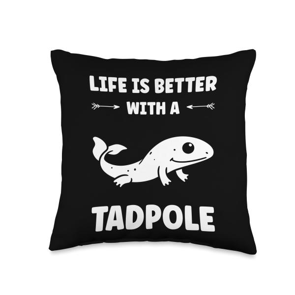 Larva Tadpole Quote Life is Better with a Tadpole Throw Pillow