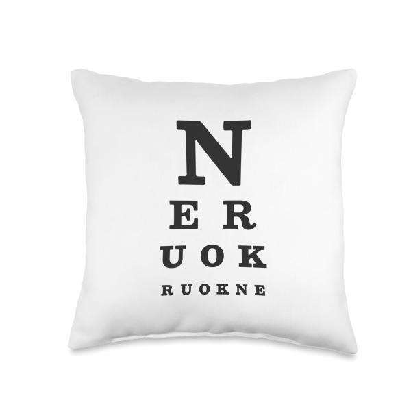 N E R U O K (Annie are You Okay?) Snellen Eye Chart Parody Throw Pillow