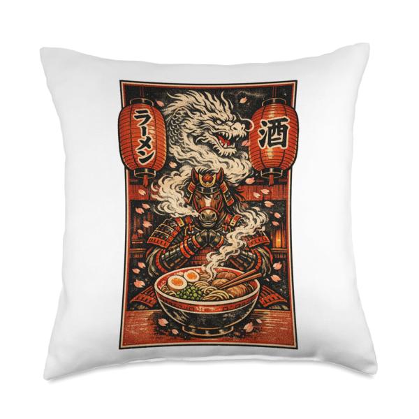 Zodiac Chinese New Year of the Horse Dragon Steam Ramen 2026 Throw Pillow