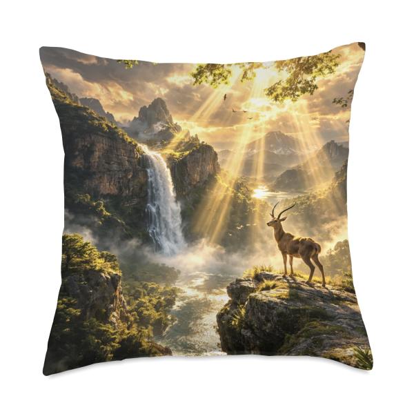 Antelope in Hidden Paradise Valley of Light Throw Pillow