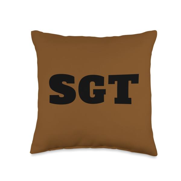 SGT SGT. Sarge Rank Military Armed Forces Front Print Black Throw Pillow