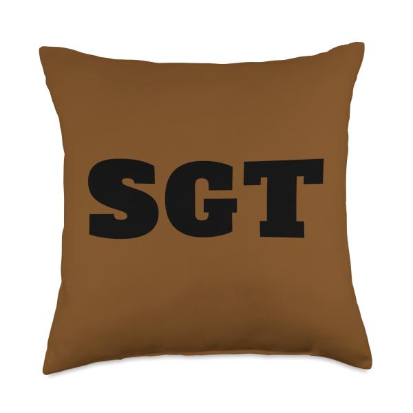 SGT SGT. Sarge Rank Military Armed Forces Front Print Black Throw Pillow