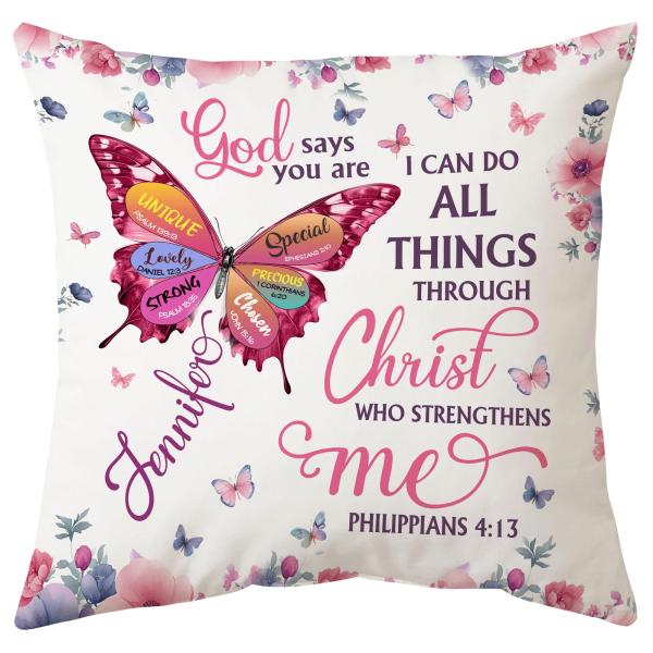 Hyturtle Personalized Christian Throw Pillow (Insert Included) Gifts for Women on Mothers Day Birthday, Inspirational Religious Catholic Spiritual Gif