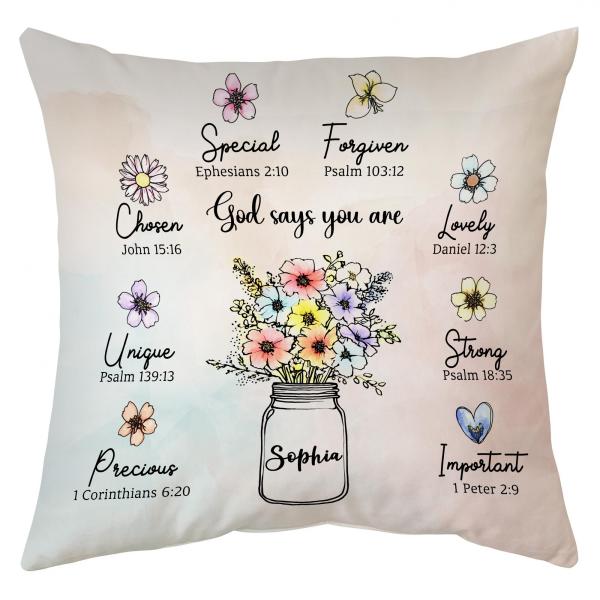 Hyturtle Personalized Religious Throw Pillow (Insert Included) Gifts for Women on Mothers Day Birthday, Christian Gifts for Mom Sister Friend, Inspira