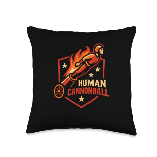 Circus Human Cannonball Funny Kids Circus Throw Pillow