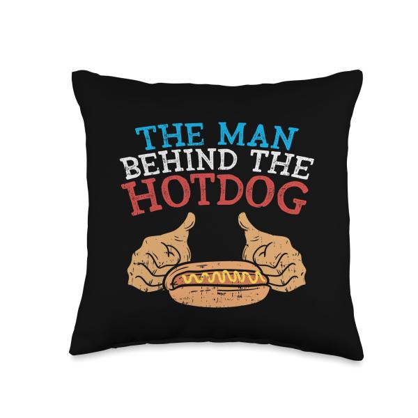 Man Behind Hotdog Baby Reveal 4th of July Pregnancy Dad Men Throw Pillow