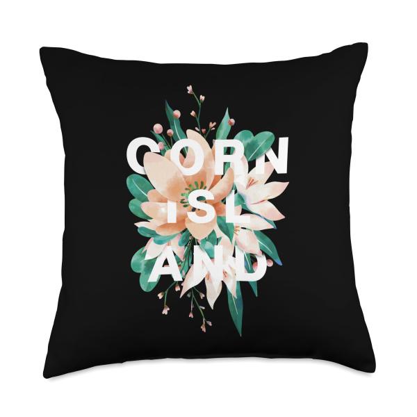Corn Island Floral Design Corn Island Nicaragua Flower Throw Pillow