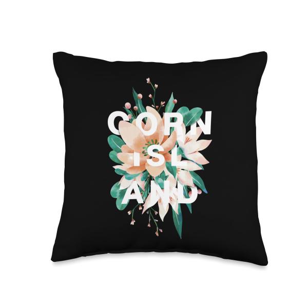 Corn Island Floral Design Corn Island Nicaragua Flower Throw Pillow