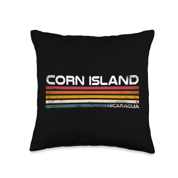Corn Island Nicaragua Retro Design Throw Pillow
