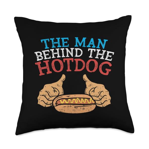 Man Behind Hotdog Baby Reveal 4th of July Pregnancy Dad Men Throw Pillow