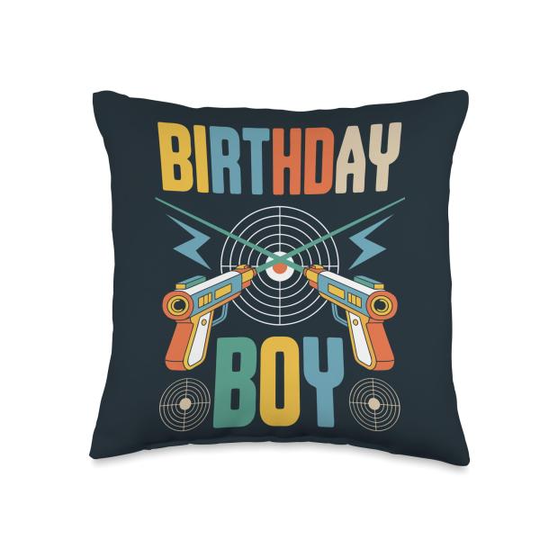Boy Laser Tag Player Birthday Laser Tag Throw Pillow