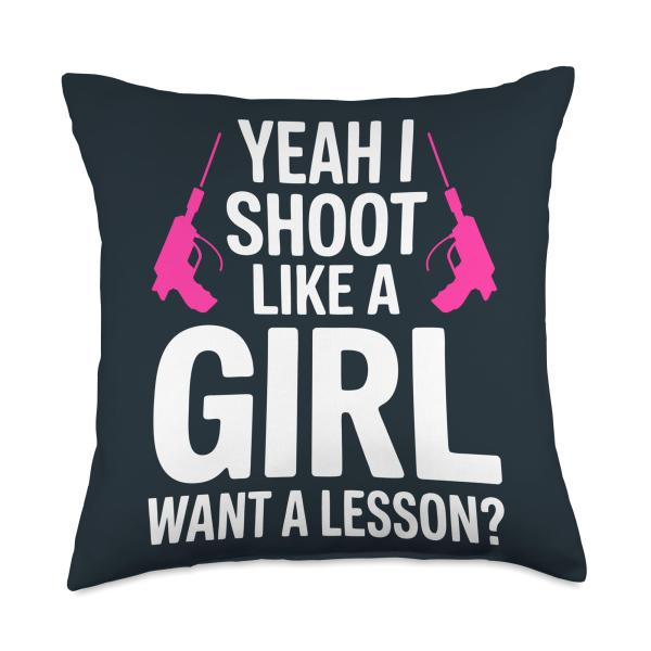 Girl Laser Tag Player Women Laser Tag Throw Pillow