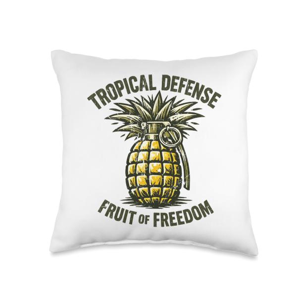 Tactical Gun Hawaiian Shirts for Men Pineapple Grenade Funny Throw Pillow