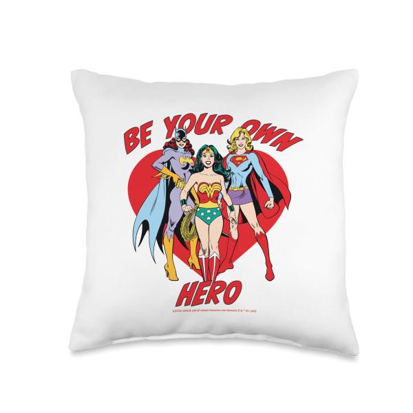Be Your Own Hero Wonder Woman Supergirl Batgirl Unite Throw Pillow