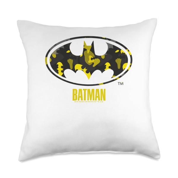 Batman Logo Batman Emblem Yellow Black Silhouette Graphic Throw Pillow