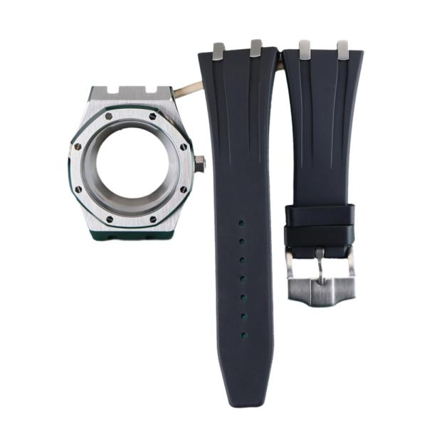 FEIYASHI Men Luxury Automatic Mechanical Steel Diver Watch Sapphire Glass for NH35 NH36 NH72 NH70 Movement 100M Waterproof Watch Parts (Black Rubber S