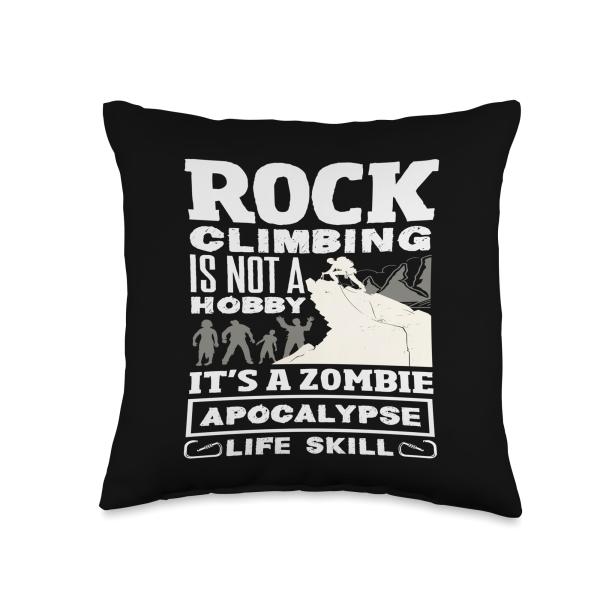 Rock Climbing Zombie Apocalypse Life Skill Funny Throw Pillow