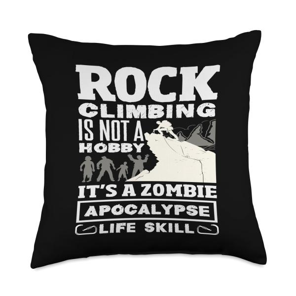 Rock Climbing Zombie Apocalypse Life Skill Funny Throw Pillow