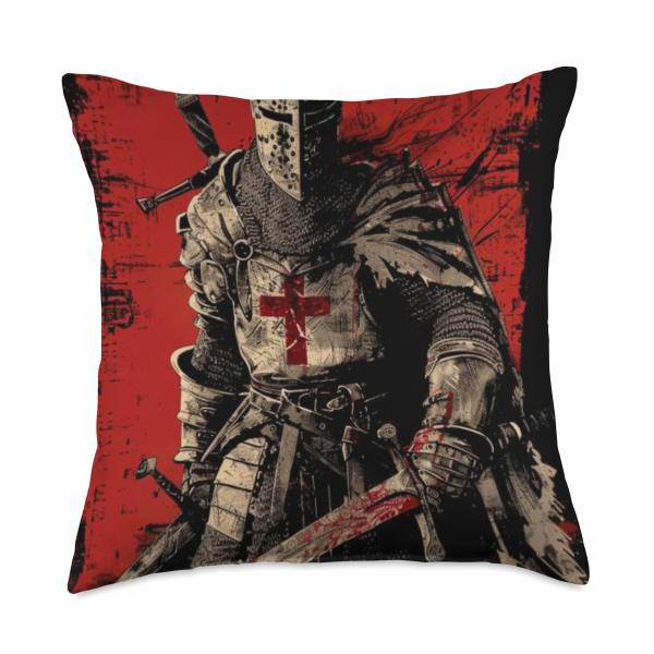 Knight Christian Templar Warrior of God Crusader Gift Throw Pillow