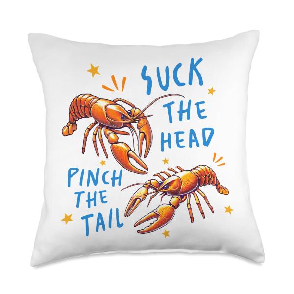 Suck The Head Pinch The Tail Crawfish Boil Eating Throw Pillow