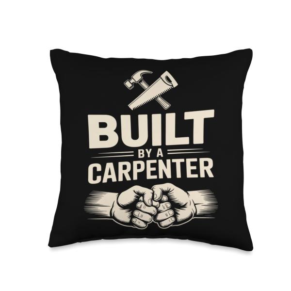 Built By A Carpenter Woodworking Throw Pillow