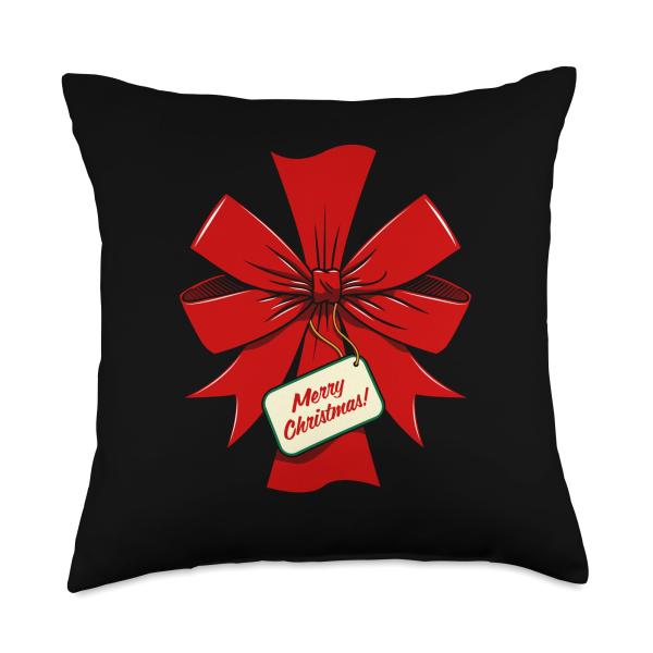 Cute Wrapped Christmas Ribbon Costume - Merry Christmas Throw Pillow