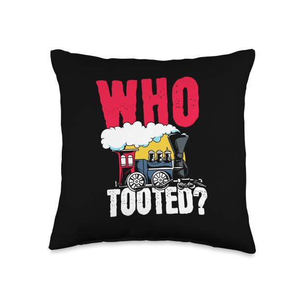 Cute Train Outfit or Costume for Kids- Who Tooted Throw Pillow