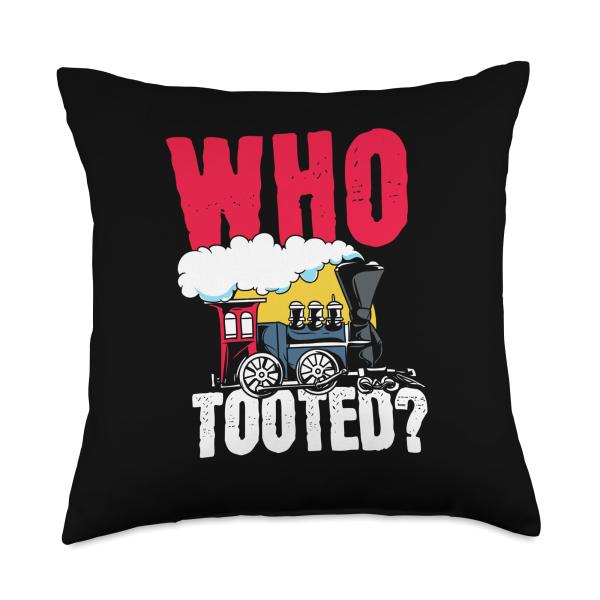 Cute Train Outfit or Costume for Kids- Who Tooted Throw Pillow