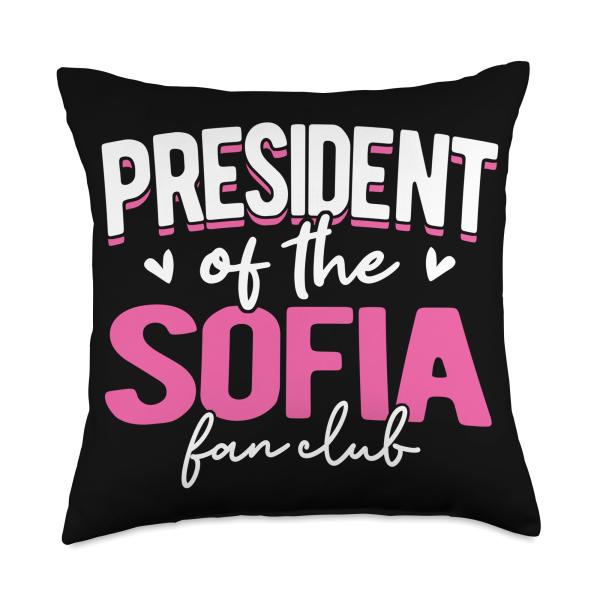Personalized Name, President of The Sofia Fan Club Throw Pillow