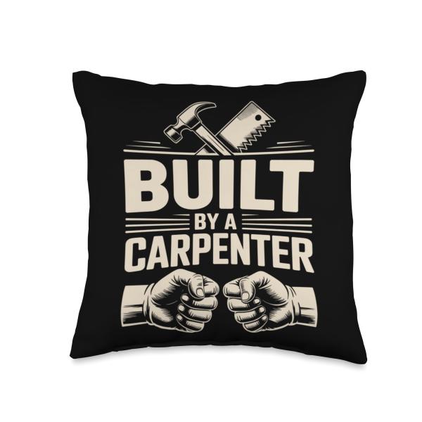Built By A Carpenter Woodworking Throw Pillow
