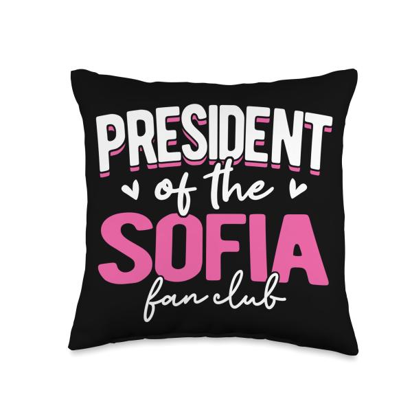 Personalized Name, President of The Sofia Fan Club Throw Pillow