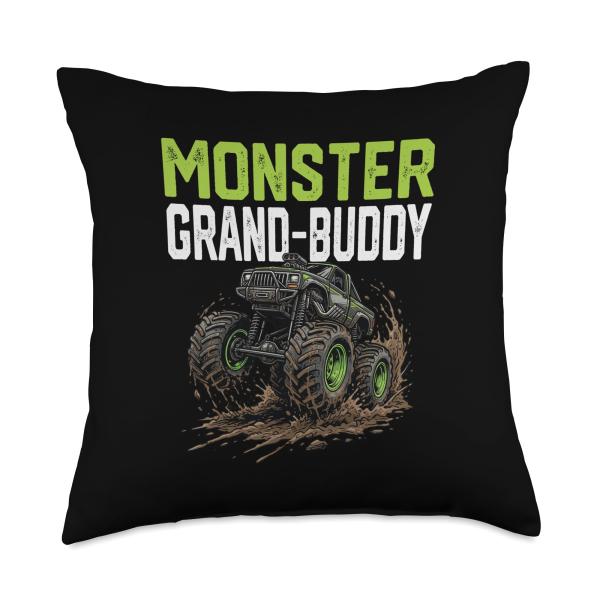 Monster Grand-Buddy Truck Father's Day Mud Riding Throw Pillow