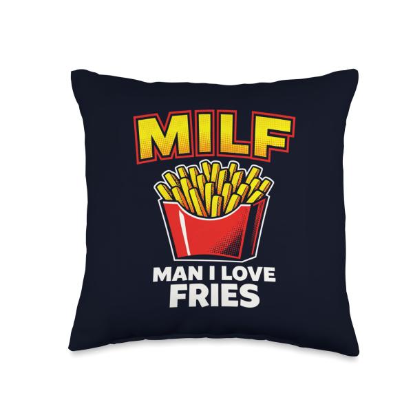 Man I Love Fries Funny French Fries Sarcastic Foodie Humor Throw Pillow