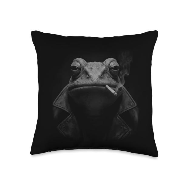Rebellious Frog Rebel Meme Character Throw Pillow