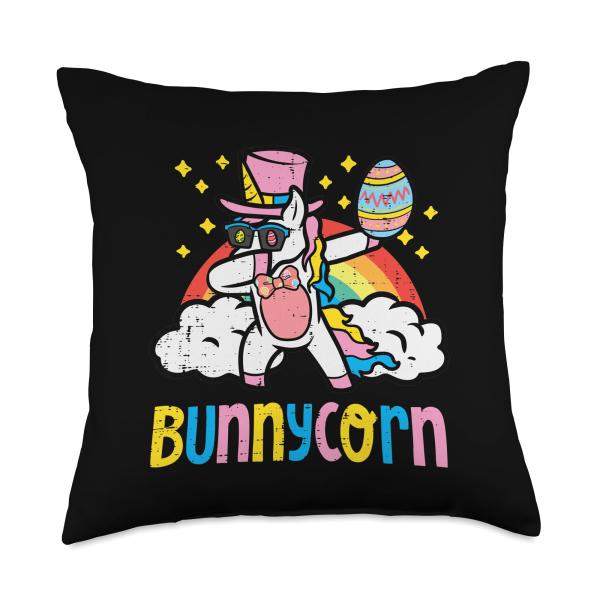 Bunnycorn Easter Unicorn Dab Dance Toddler Girls Kids Women Throw Pillow