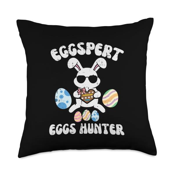 Easter Bunny Eggspert Egg Hunter Cute Hunting Boys Girls Kid Throw Pillow