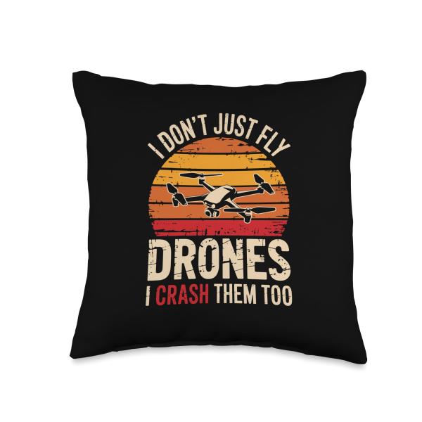 Funny Drone Pilot Humor Drone Crashes RC Flying Throw Pillow