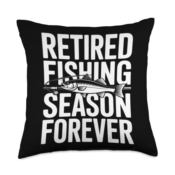 Retired Fishing Season Forever Bass Angler Throw Pillow