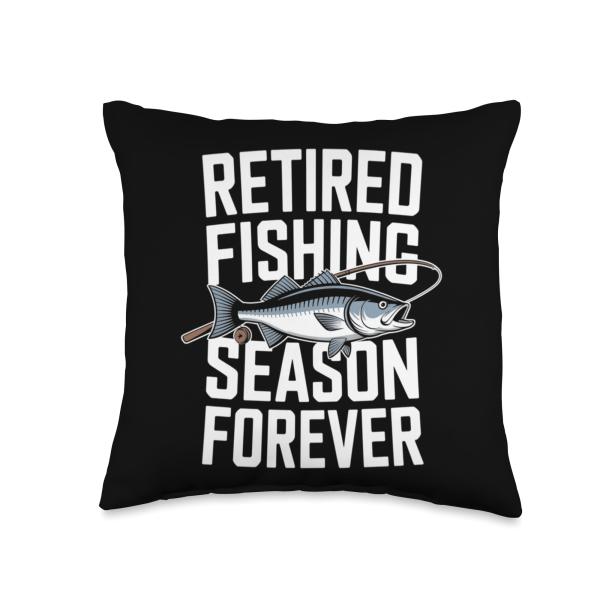 Retired Fishing Season Forever Bass Angler Throw Pillow