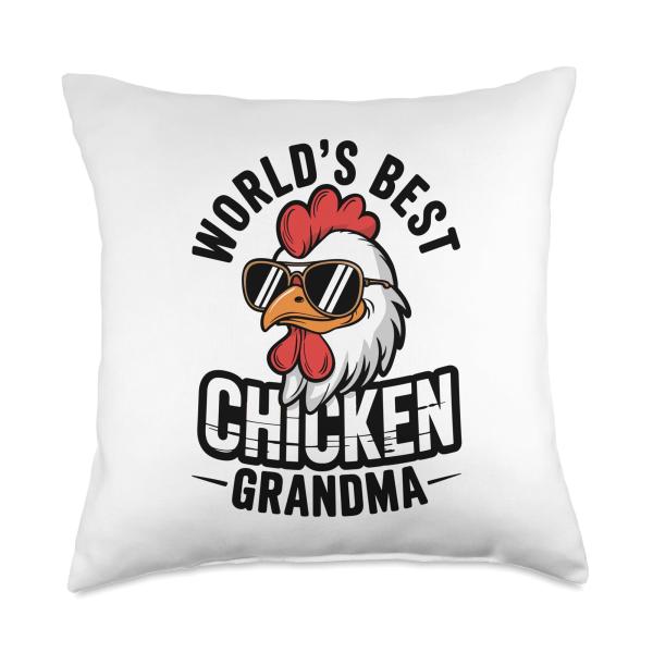 World's Best Chicken Grandma Funny Farm Hen Throw Pillow