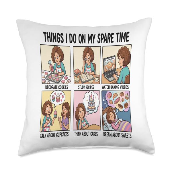 Things I Do in My Spare Time Funny Baking Lover Throw Pillow